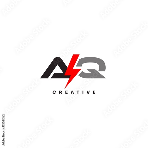 Letter AQ logo combined with lightning icon shape