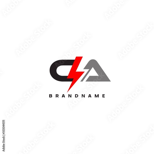 Letter CA logo combined with lightning icon shape