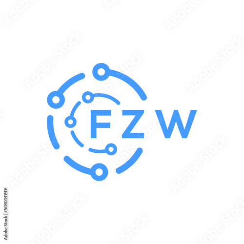 FZW technology letter logo design on white background. FZW creative initials technology letter logo concept. FZW technology letter design. 