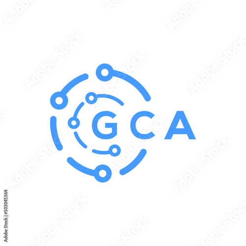 GCA technology letter logo design on white  background. GCA creative initials technology letter logo concept. GCA technology letter design. photo