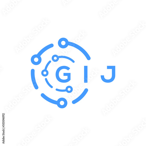 GIJ technology letter logo design on white  background. GIJ creative initials technology letter logo concept. GIJ technology letter design. photo