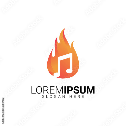 vector logo fire and note music concept ,modern style ,negative space style