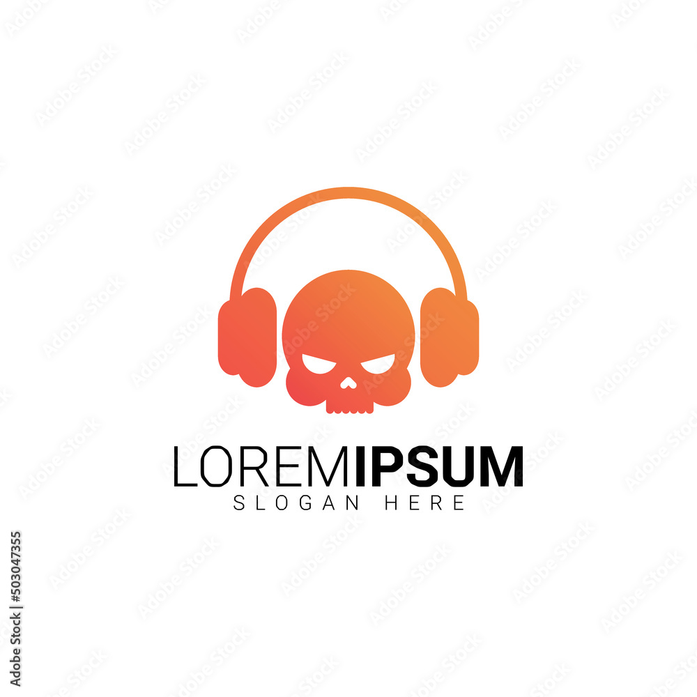vector logo headset and skull , music logo vector logo headset and skull , music logo