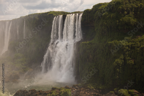 a view of cascading a waterfall in Iguazu Falls  Brazil