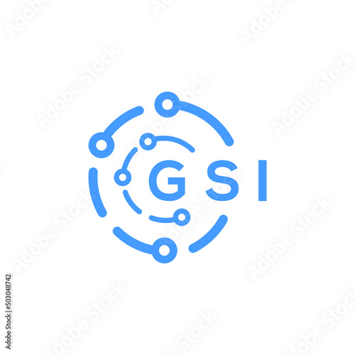 GSI technology letter logo design on white  background. GSI creative initials technology letter logo concept. GSI technology letter design. photo