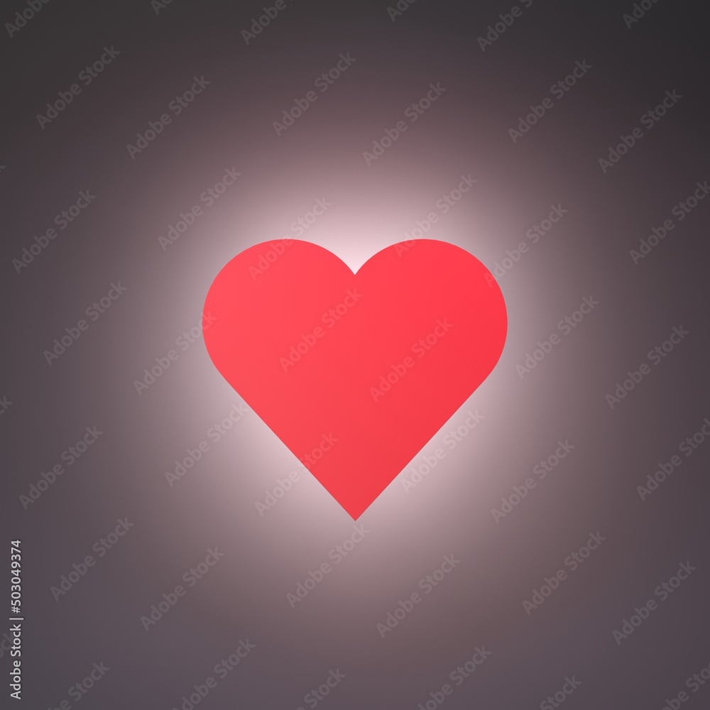 The heart icon is shown in 3d. Social media concept. 3d render.