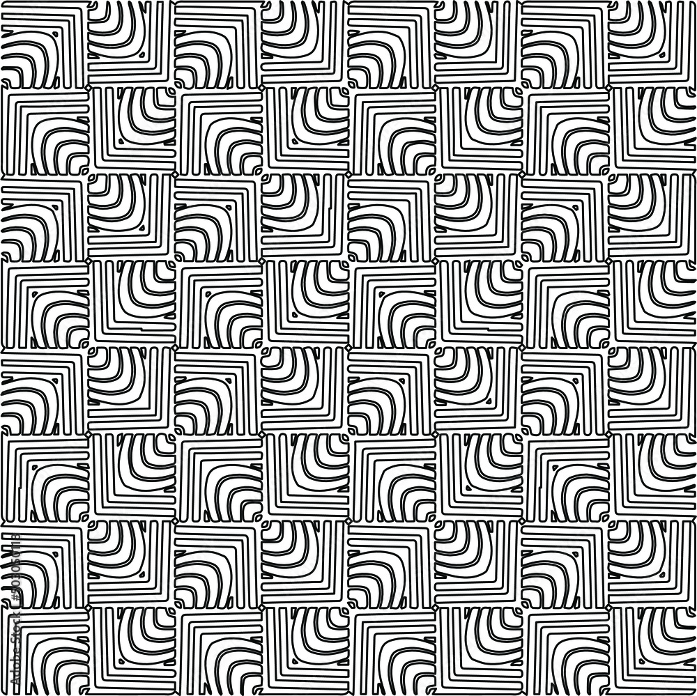 Stylish texture with figures from lines.
Abstract geometric black and white pattern for web page, textures, card, poster, fabric, textile. Monochrome graphic repeating design. Stylish texture with figures from lines.
Abstract geometric black and white pattern for web page, textures, card, poster, fabric, textile. Monochrome graphic repeating design.
