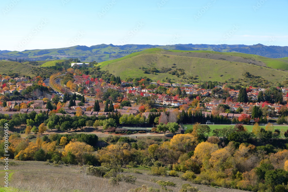 Fall foliage at peak in San Ramon Valley near San Francisco, California