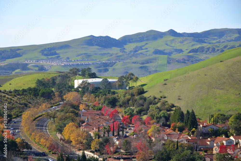 Fall foliage at peak in San Ramon Valley near San Francisco, California