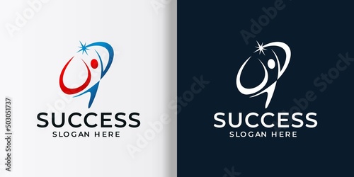 Sucess Logo People With A Star Premium Vector