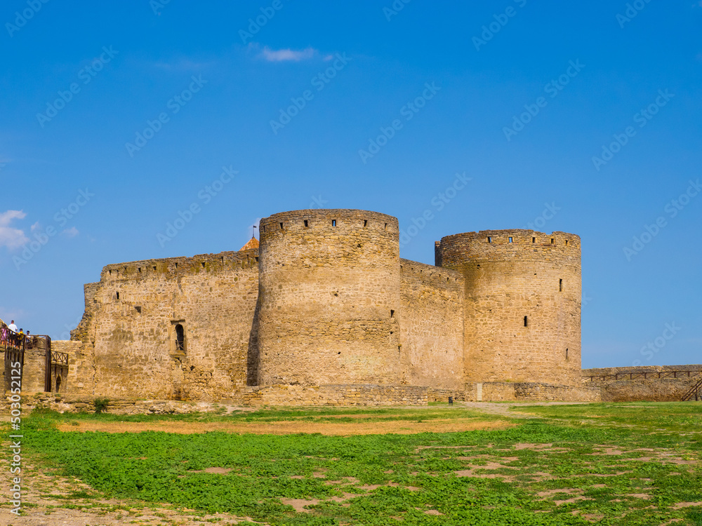 Akkerman fortress. Medieval castle near the sea. Stronghold in Ukraine. Ruins of the citadel of the Bilhorod-Dnistrovskyi fortress, Ukraine. One of the largest fortresses in Eastern Europe