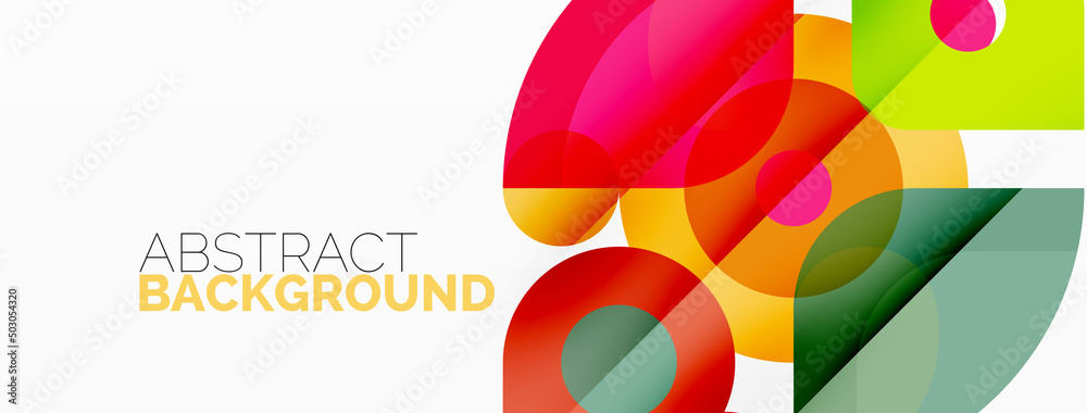 Colorful round shapes, circles and triangles background. Minimal geometric template for wallpaper, banner, presentation Colorful round shapes, circles and triangles background. Minimal geometric template for wallpaper, banner, presentation