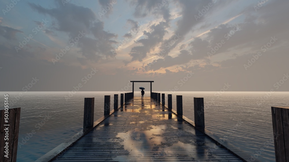 Fototapeta premium alone in dock pier