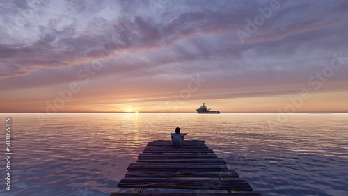 alone in dock pier © Hirzan