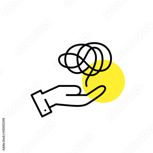Untangling a messy knot. Metaphor of psychology. Pixel perfect, editable stroke line icon
