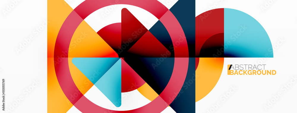 Creative geometric wallpaper. Minimal abstract background. Triangles and circles composition vector illustration for wallpaper banner background or landing page Creative geometric wallpaper. Minimal abstract background. Triangles and circles composition vector illustration for wallpaper banner background or landing page