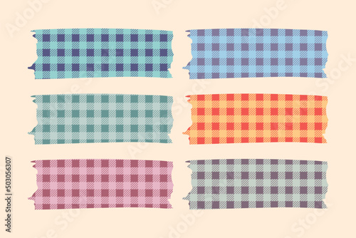 Set of cute hand drawn washi tape with abstract scandinavian pattern