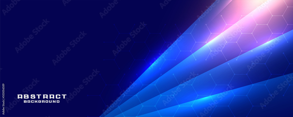 digital technology blue banner with hexagonal pattern and glowing lines digital technology blue banner with hexagonal pattern and glowing lines