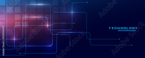 digital technology futuristic banner with circuit lines