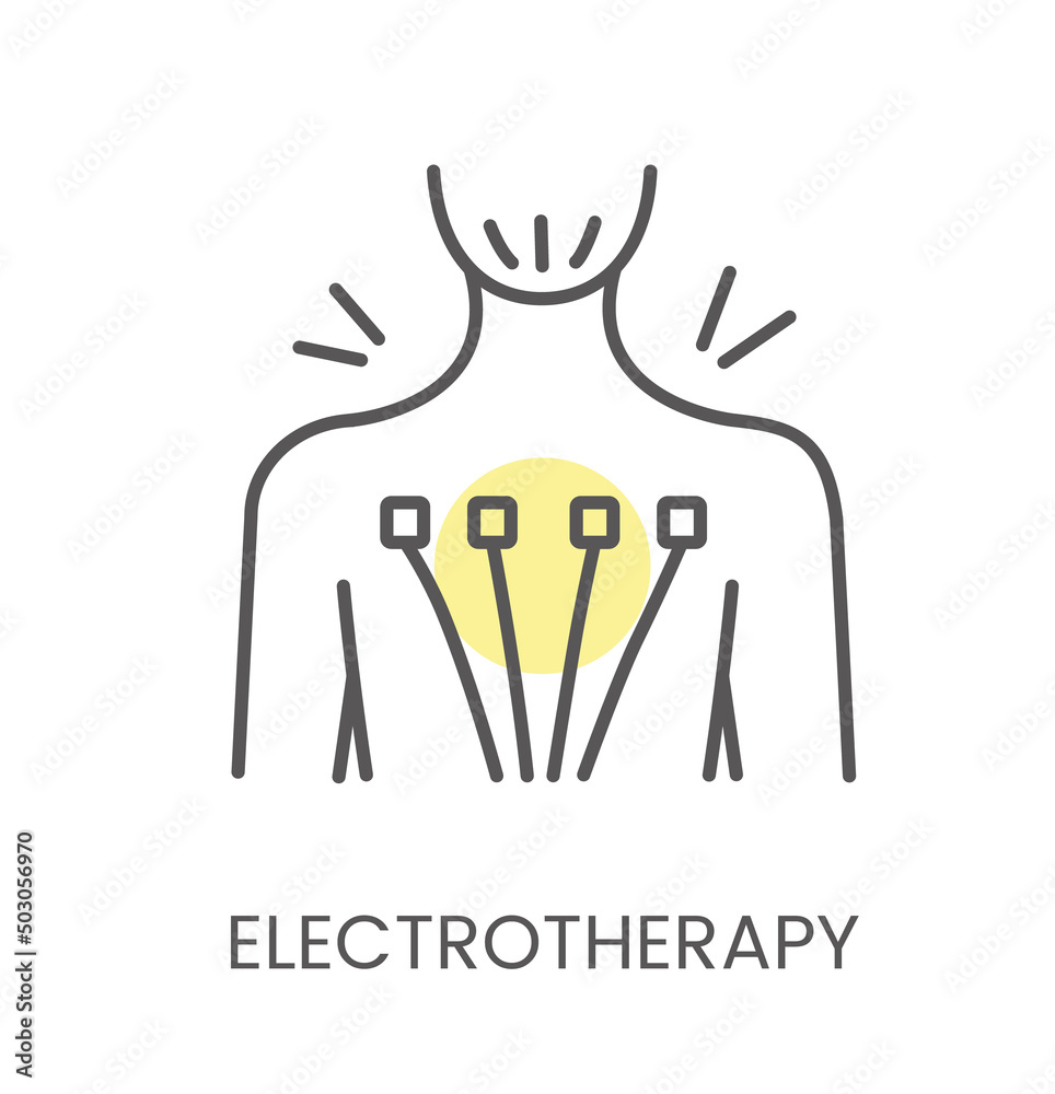 Electrotherapy for the back, line vector icon Electrotherapy for the back, line vector icon