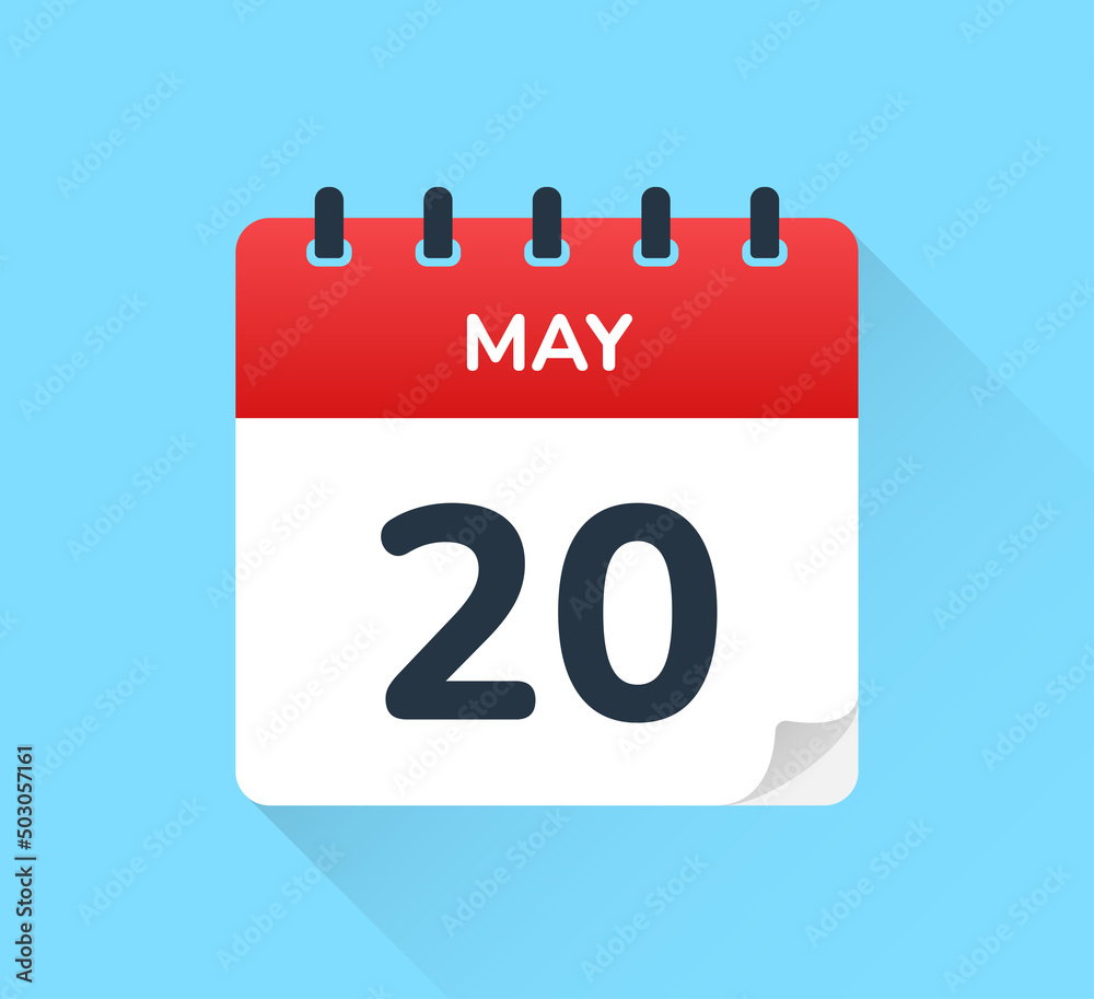 May 20 calendar icon vector. May 20 calendar icon vector.