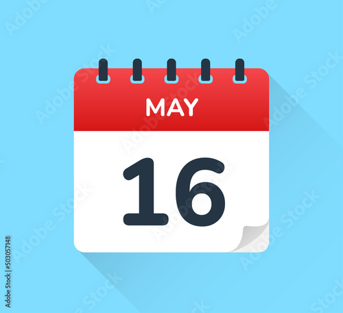 May 16 - Calendar Icon Vector.
