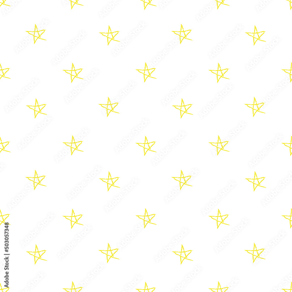 Vector doodle Star Seamless Pattern. Background of yellow crayon stars Drawn by Hand. Perfect for wrapping paper, fabric print, home decor, backdrop Vector doodle Star Seamless Pattern. Background of yellow crayon stars Drawn by Hand. Perfect for wrapping paper, fabric print, home decor, backdrop
