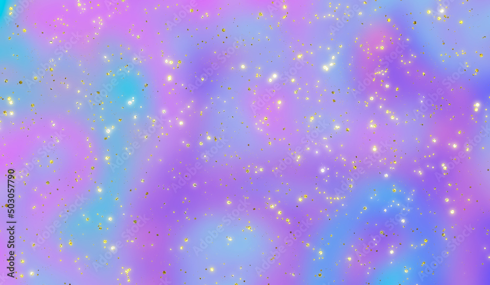 Iridescent holographic background with shining gold glitter Iridescent holographic background with shining gold glitter