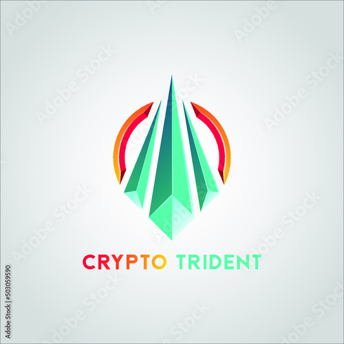 Crypto token logo with trident or poseidon element