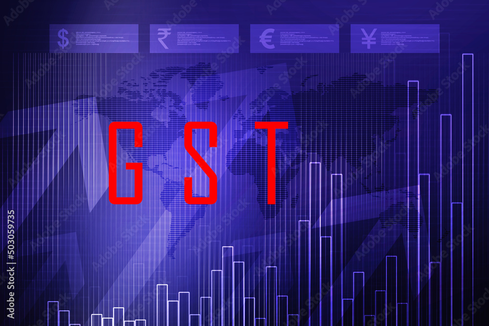 Obraz premium 2d rendering GST Tax India with business graph