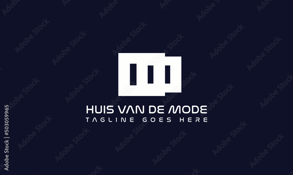 Vector art design of HUIS VAN DE MODE with white icon with tagline space on a black background