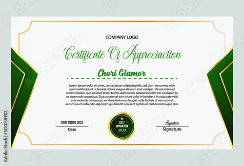 Vector illustration of a certificate of appreciation with placeholder text