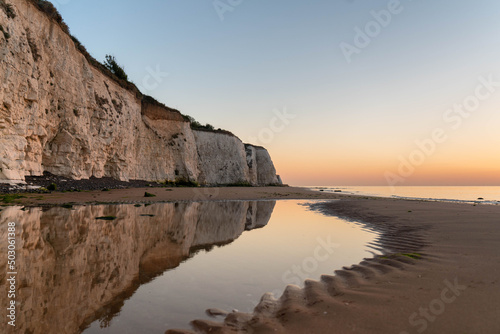 Sunrise Kent Coast with Reflection of Chalk Cliffs photo