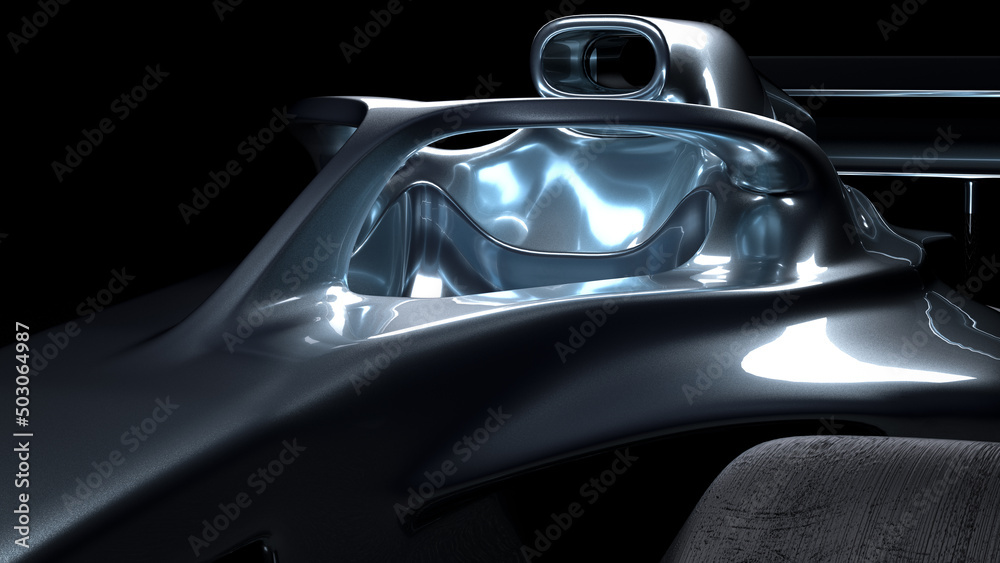 elegant dramatic super sports racing formula one car in dramatic light 2021 edition in dark black environment front side cockpit view - 3d render of beautiful background wallpaper elegant dramatic super sports racing formula one car in dramatic light 2021 edition in dark black environment front side cockpit view - 3d render of beautiful background wallpaper