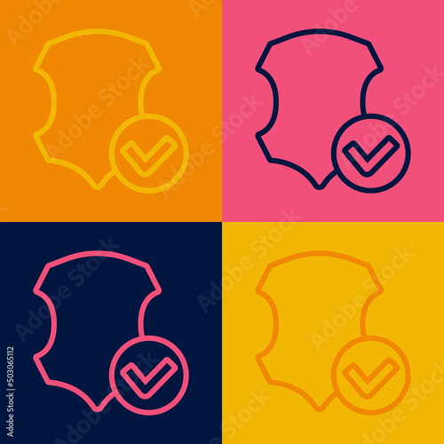 Pop art line Leather icon isolated on color background. Vector