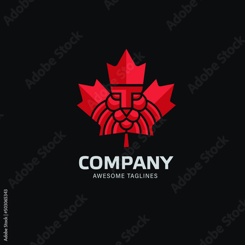 Vector illustration of a company tagline and a logo with a red maple leaf