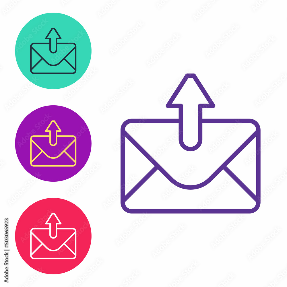 Set line Mail and e-mail icon isolated on white background. Envelope symbol e-mail. Email message sign. Set icons colorful. Vector Set line Mail and e-mail icon isolated on white background. Envelope symbol e-mail. Email message sign. Set icons colorful. Vector