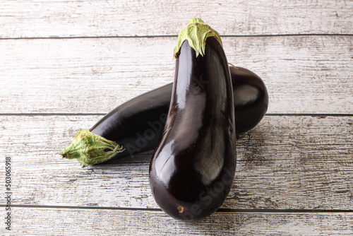 Two Fresh ripe black eggplants