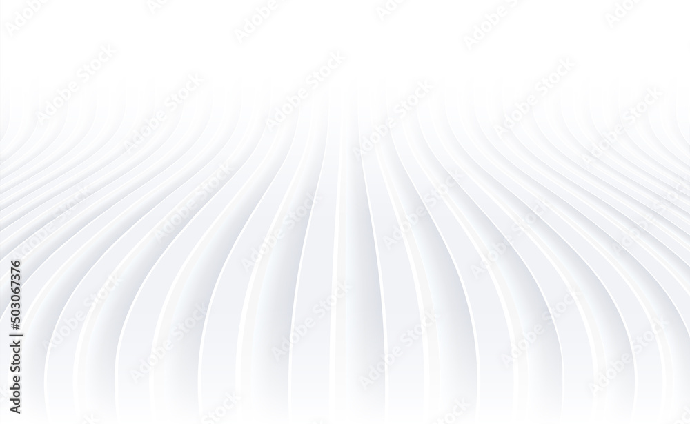 Abstract white background with 3D lines pattern, minimal white gray ...