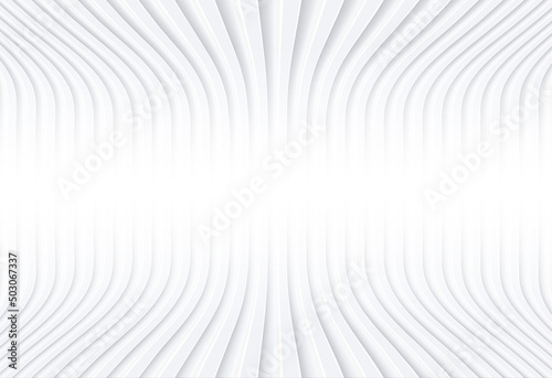 Abstract white background with 3D lines pattern  minimal white gray striped vector background