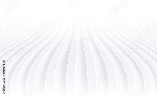 Abstract white background with 3D lines pattern, minimal white gray striped background