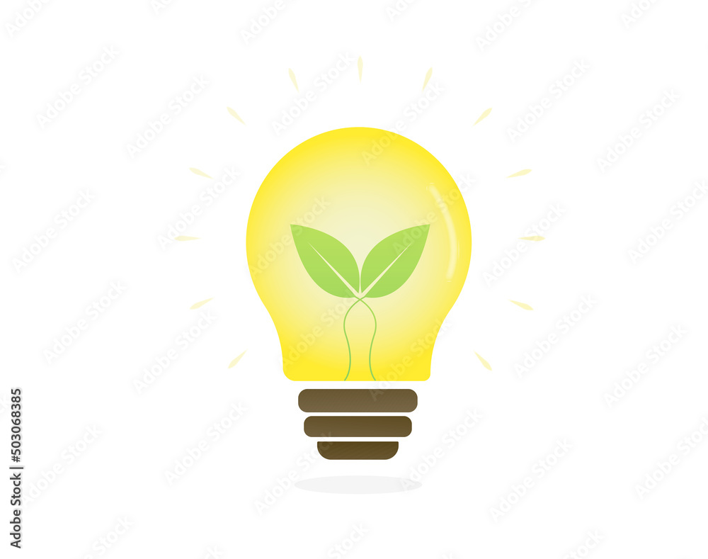 Green Eco Energy Concept Icon - Plant Inside the Light Bulb. Green Eco Energy Concept Icon - Plant Inside the Light Bulb.
