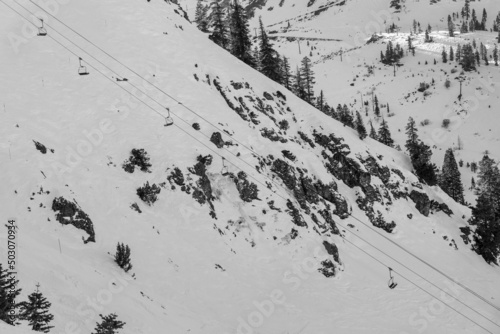 Ski resort in Sierra Nevada Mountains of California, the USA