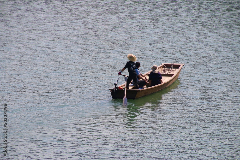 Fototapeta premium 霧幻峡の渡し(福島県・金山町)