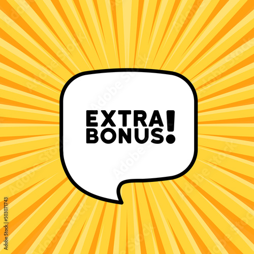 Speech bubble with extra bonus text. Boom retro comic style. Pop art style. Vector line icon for Business and Advertising