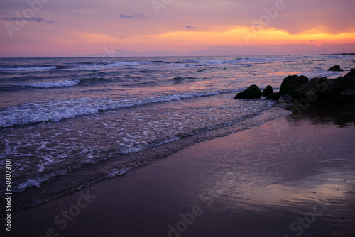 Beautiful sunset on the sea beach.