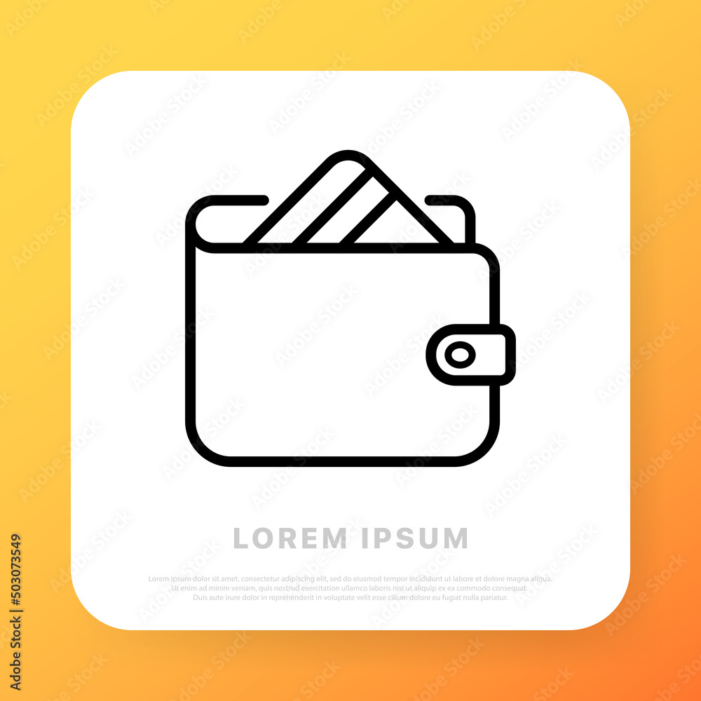 Purse line icon. Pouch with money. Salary, work, payment. Shopping concept. Vector line icon for Business and Advertising Purse line icon. Pouch with money. Salary, work, payment. Shopping concept. Vector line icon for Business and Advertising