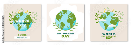 World Environment Day set. Vector illustration. EPS 10