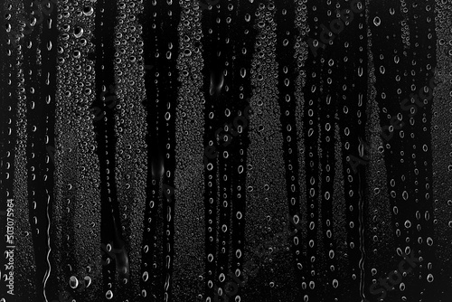 Foto background water drops on black glass, full photo size, overlay layer design