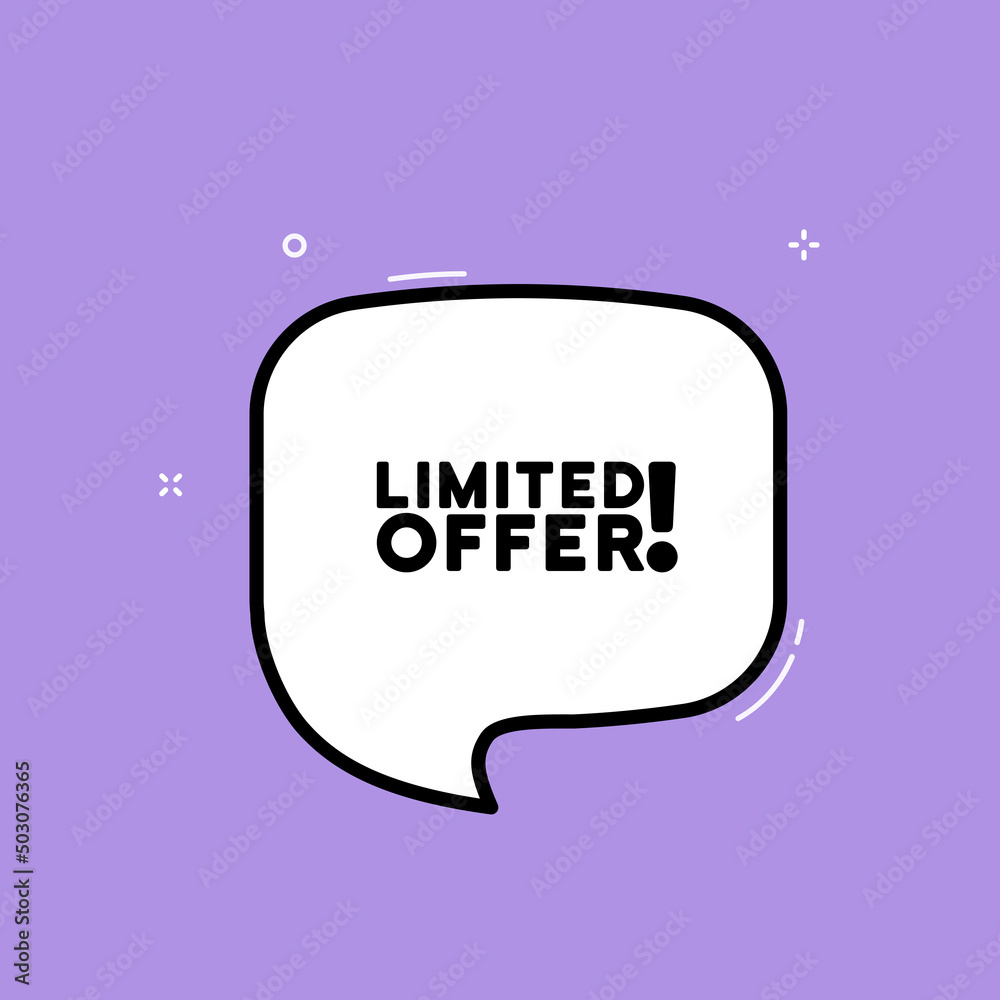 Speech bubble with limited offer text. Boom retro comic style. Pop art style. Vector line icon for Business and Advertising Speech bubble with limited offer text. Boom retro comic style. Pop art style. Vector line icon for Business and Advertising